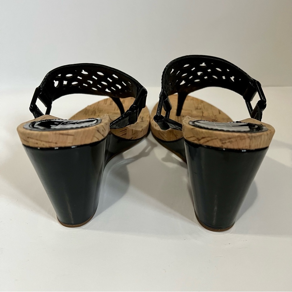 Women’s Coach Black Brookk OP Art patent leather wedge heels shoes. Size 8. - Picture 9 of 11